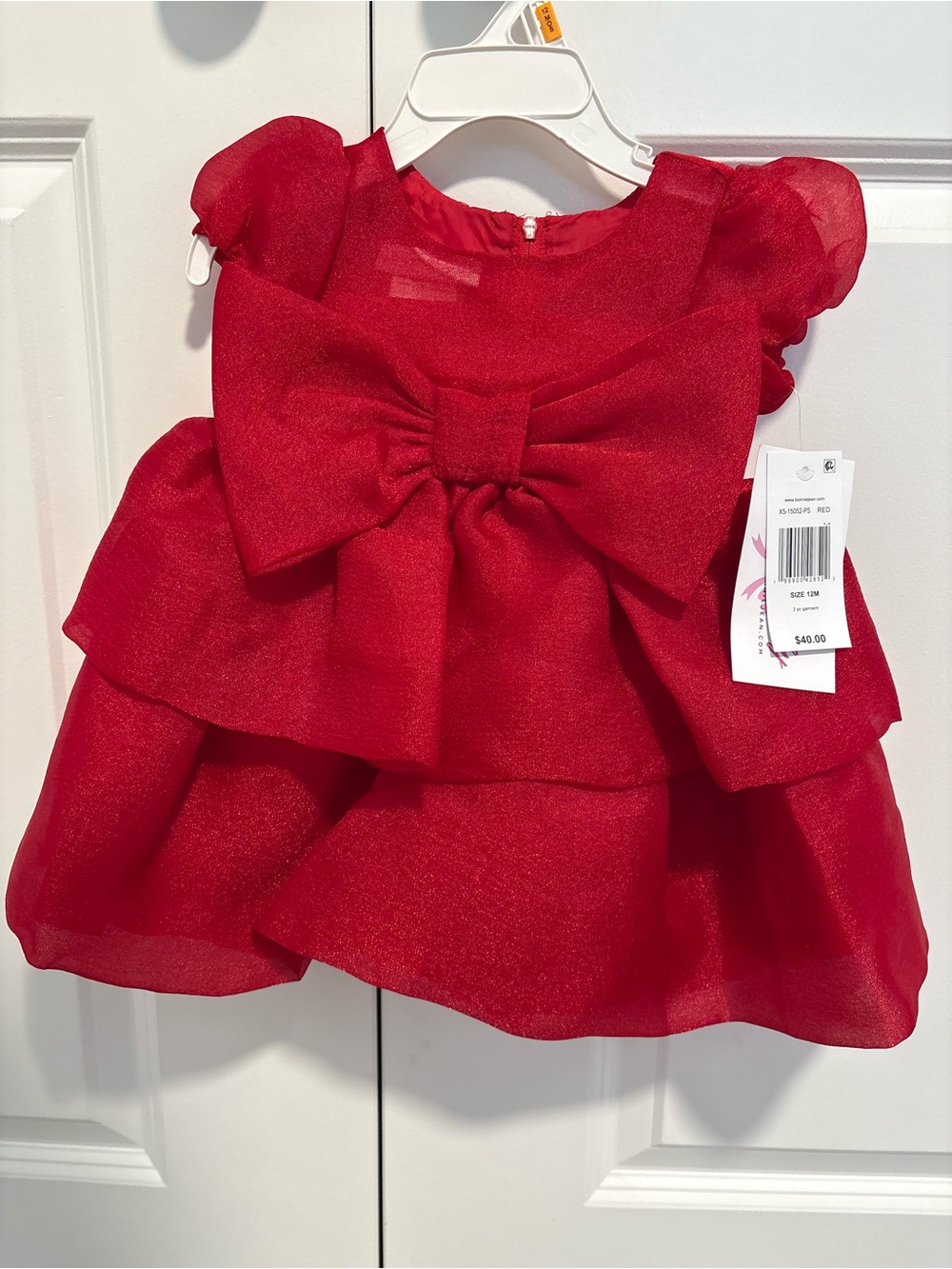Red Girls' Party Dress with Bow - Unbranded